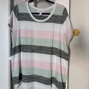 Market & Spruce Striped Top in Mint, Light Pink, Sage Green & White